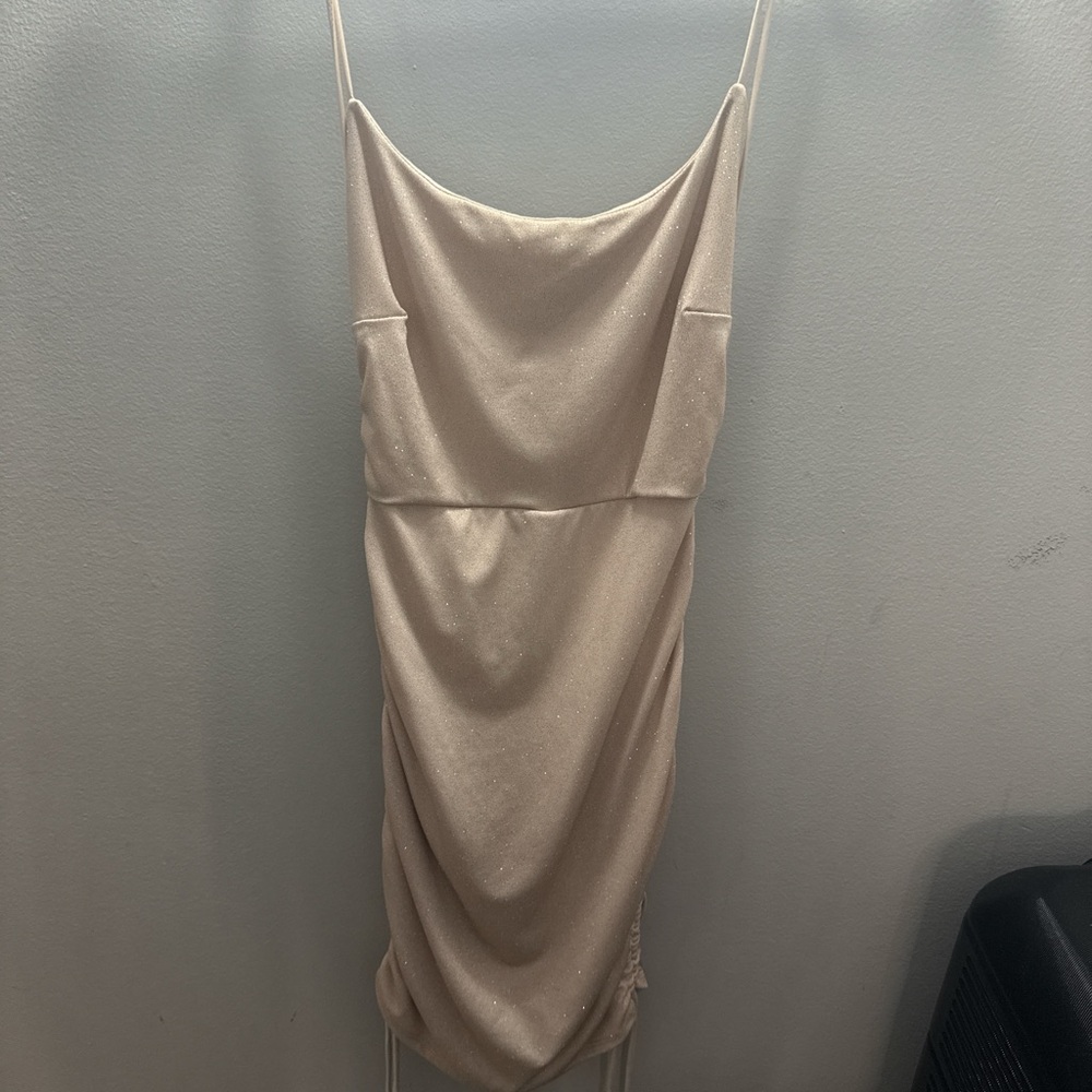 Windsor Champagne Sparkle Cowl Neck Mini Dress
